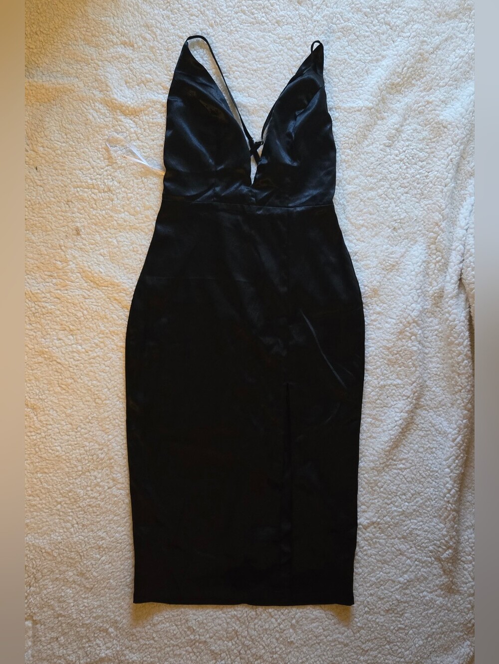 Lulus Black Satin Midi Dress